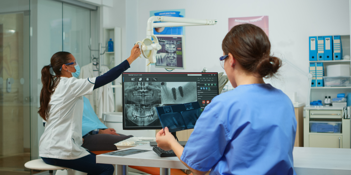 radiologist viewing images on computer